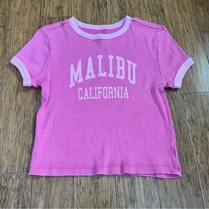 Vibrant Pink Kids Tee with Malibu California Logo